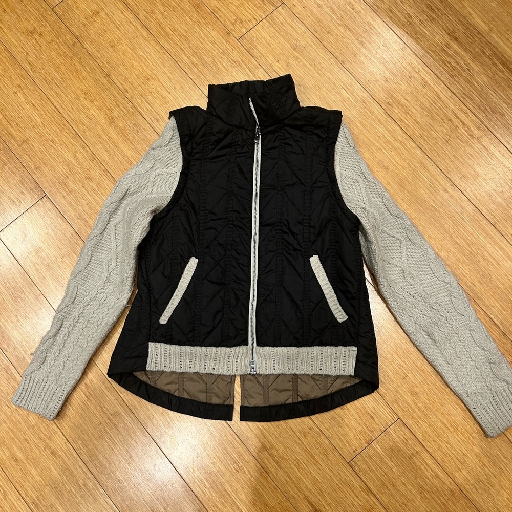 Democracy Black and Cream Women's Quilted Vest Jacket